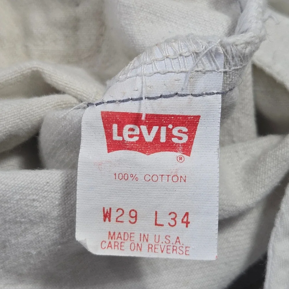 Vintage 70s Levis Made USA White Straight Leg Denim Jeans 29x34‎ Retro Thrashed